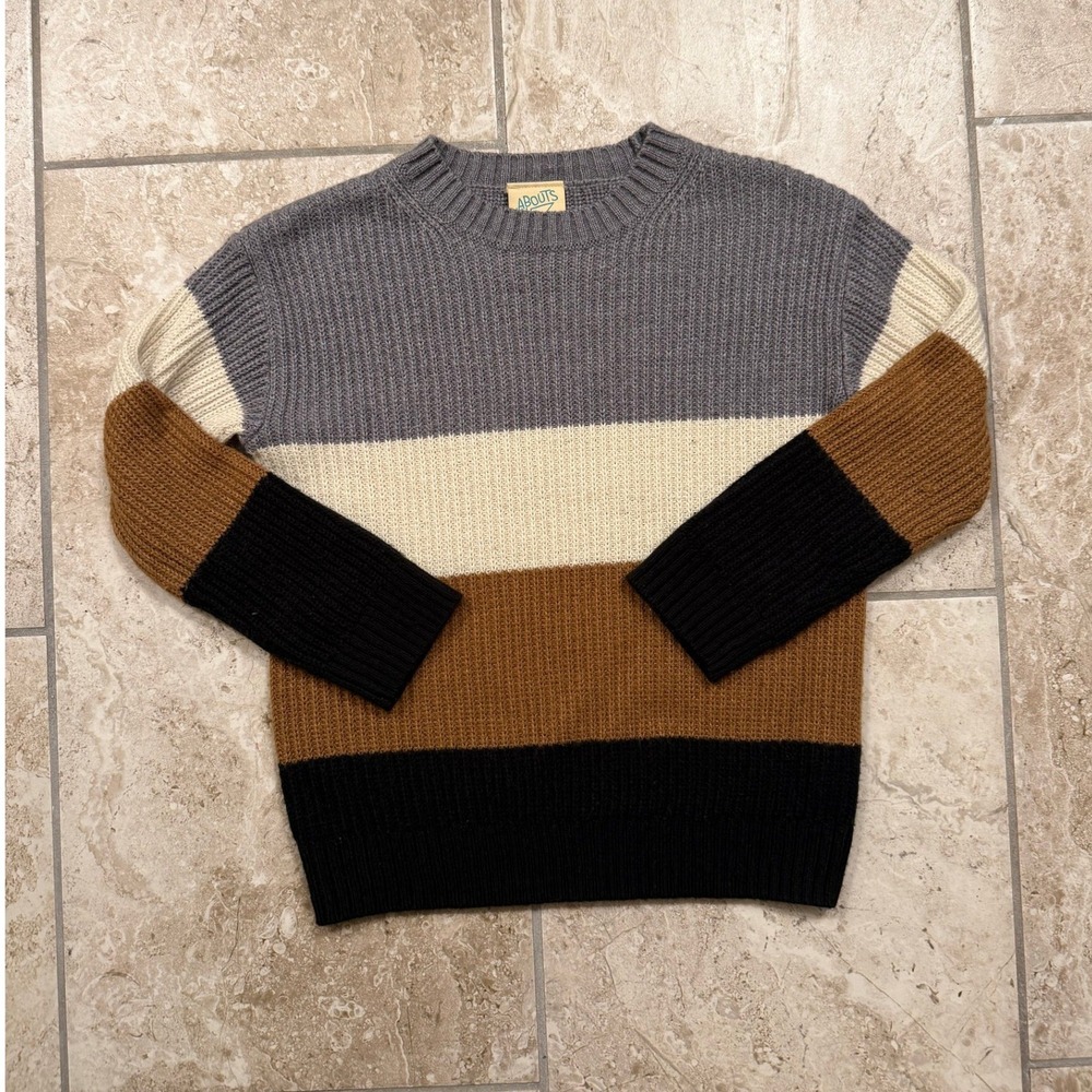 Thereabouts Boys Colorblock Crewneck Sweater Grey Brown Cream Black XS 6-7